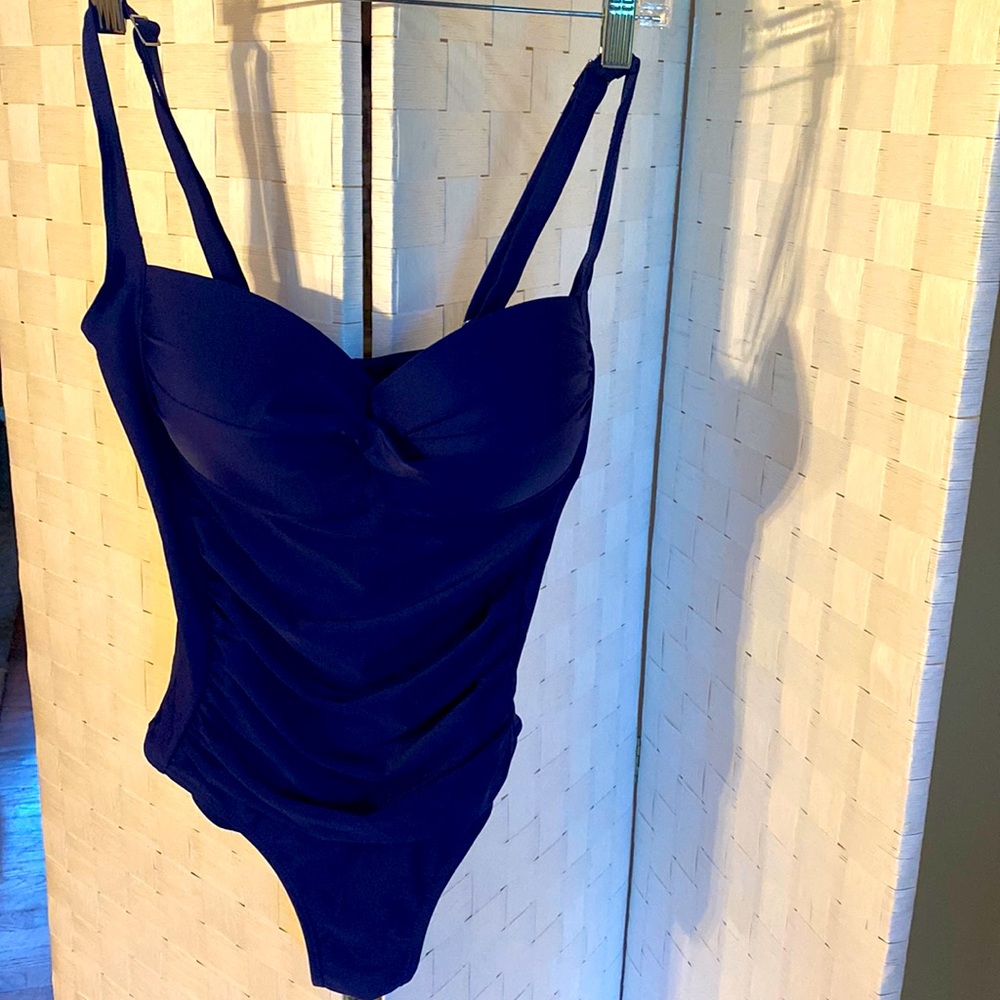 New with tags beautiful navy blue XL one piece swimsuit